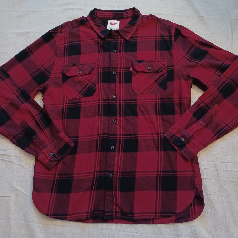Levi's Plaid Flannel Button Down Shirt Women's Size Large